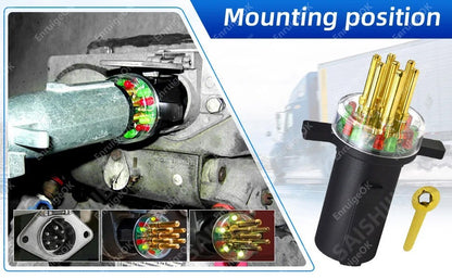 7-Way Round Pin Tractor Plug Tester Trailer Circuit Tractor Trailer #7865L7