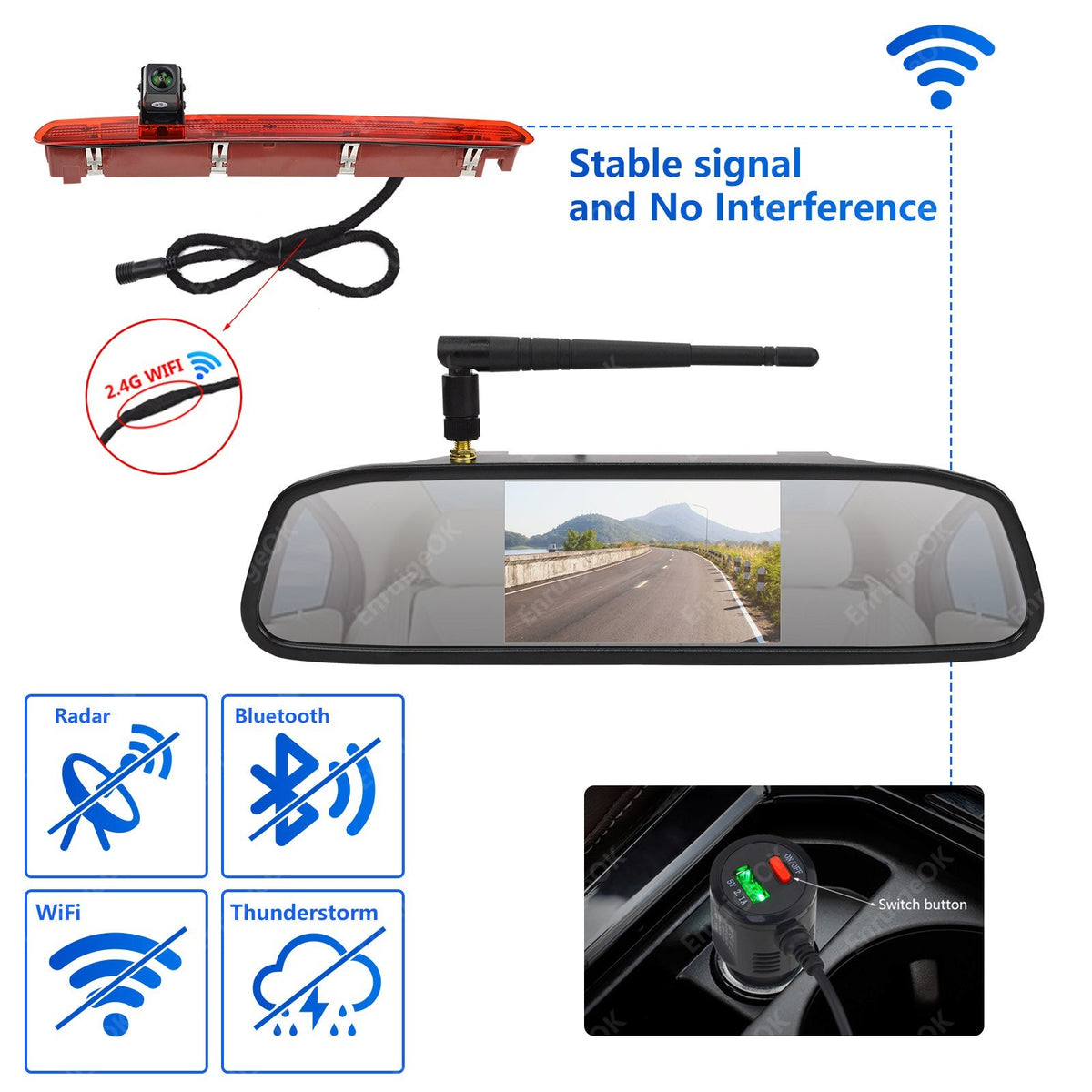 Wireless Kit For VW Transporter Caddy MK4 Reverse Camera Brake Light T6 Tailgate4