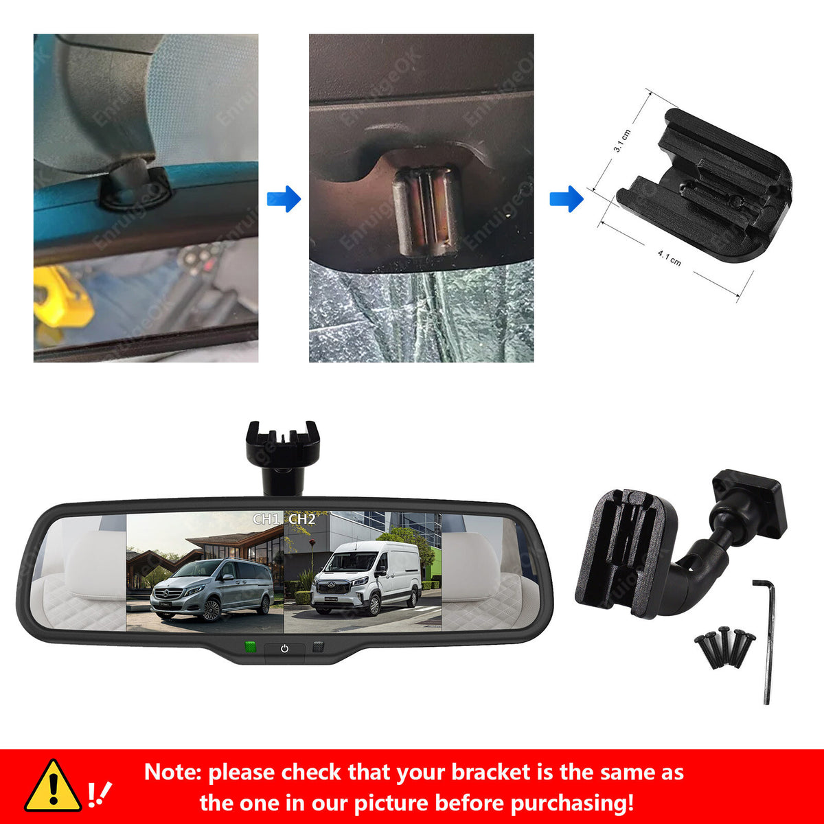 Citroen Dispatch 2007-2016 Dual Brake Light Reverse Camera & 6.86'' Split Screen8