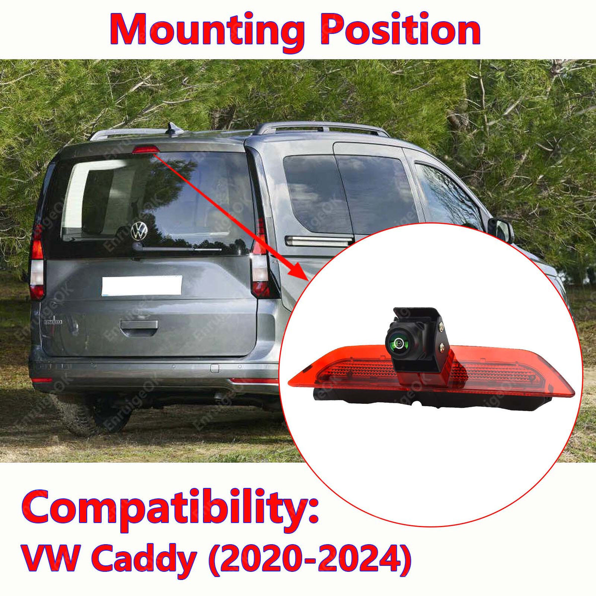 Brake Light Reversing Camera For VW Caddy MK4 (2020-2024) & 6.86" Split Monitor2