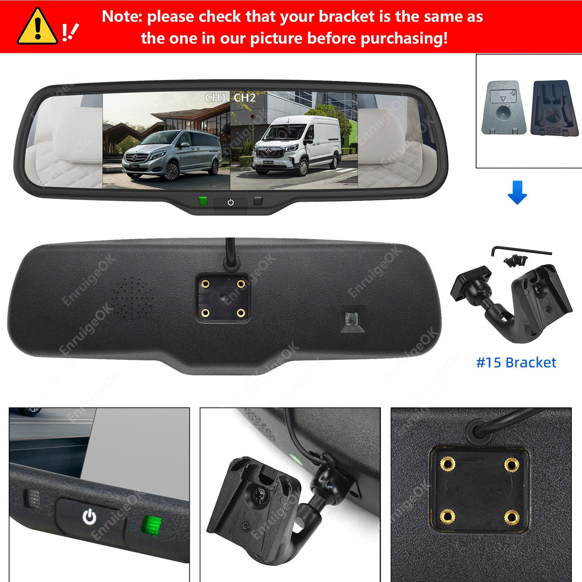 Citroen Relay Fiat Ducato Brake Light Reversing Camera Kit & 6.86" Split Screen6
