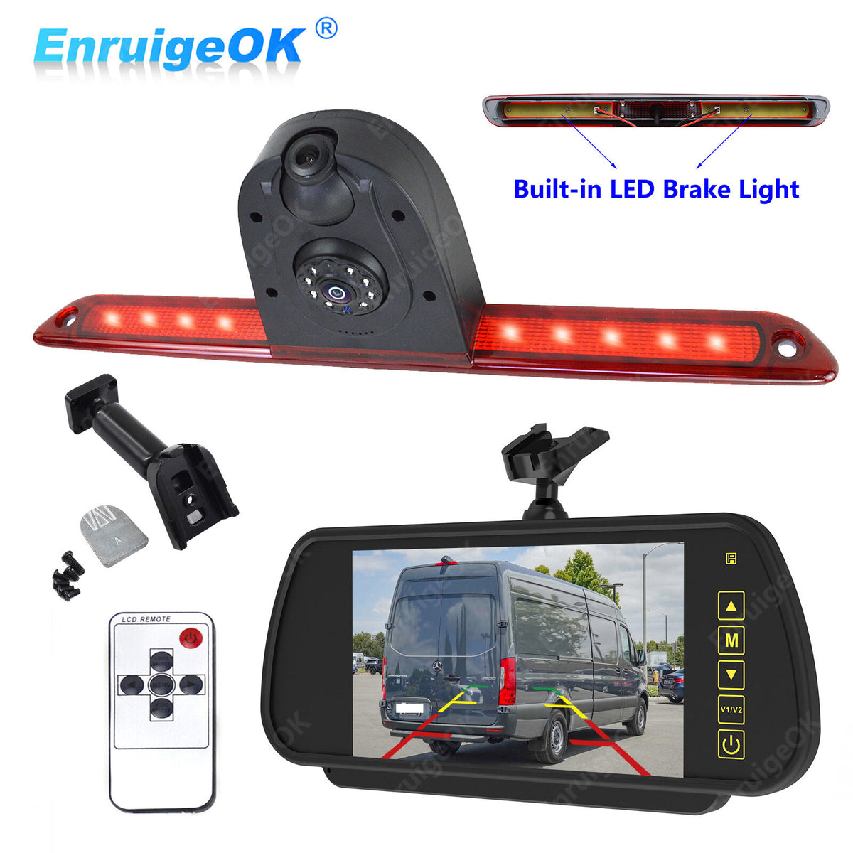 For Mercedes-Benz Sprinter Dual Lens Brake Light Reverse Camera + 7" Monitor Kit0