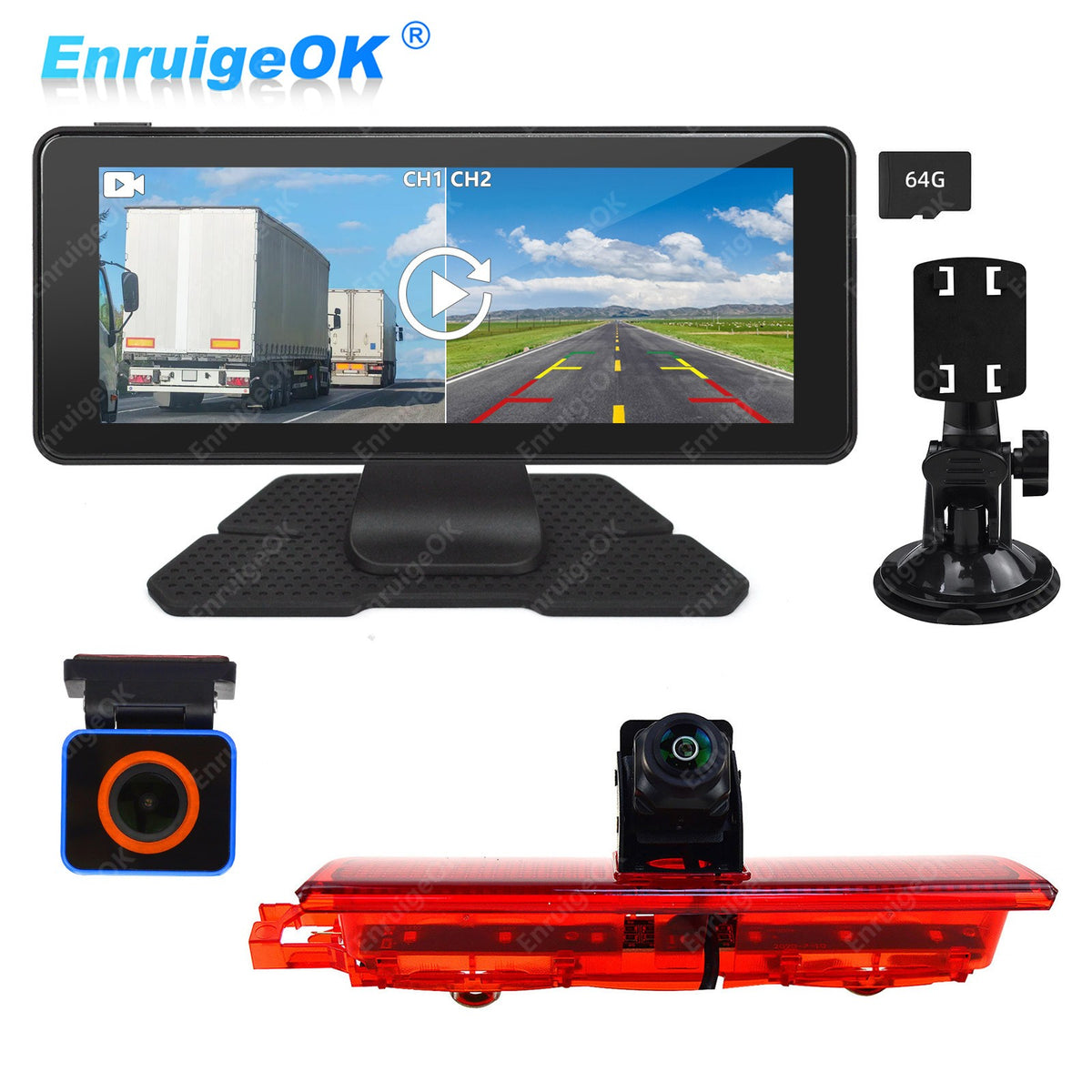 6.86" Split-Screen DVR Monitor & Brake Light Reversing Camera For VW Caddy MK30