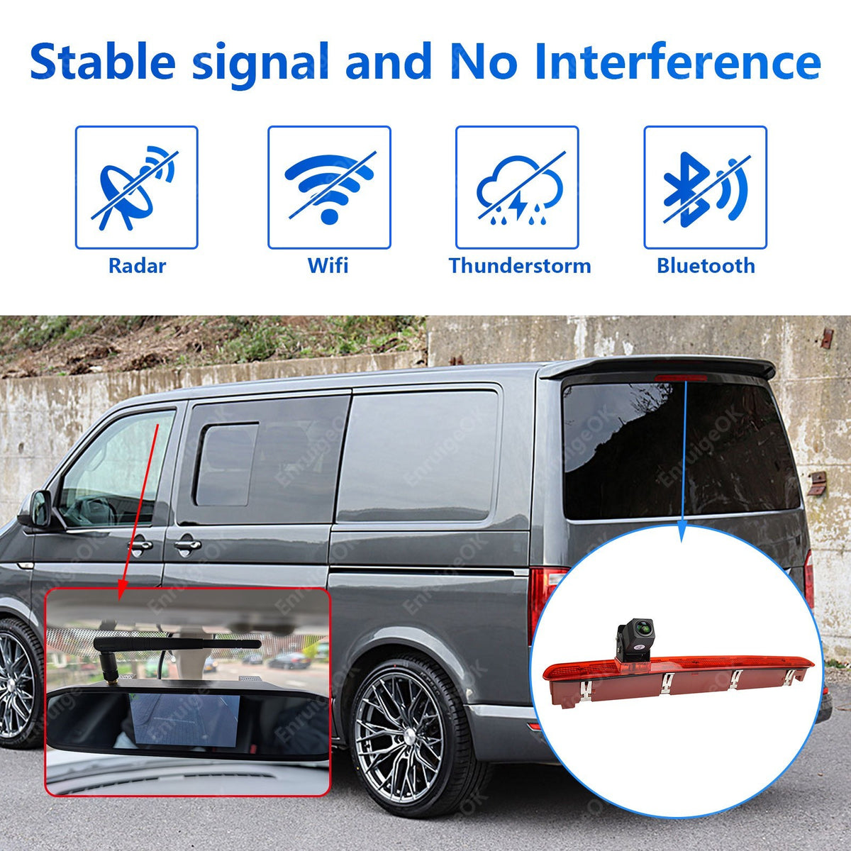 Wireless Kit For VW Transporter Caddy MK4 Reverse Camera Brake Light T6 Tailgate3