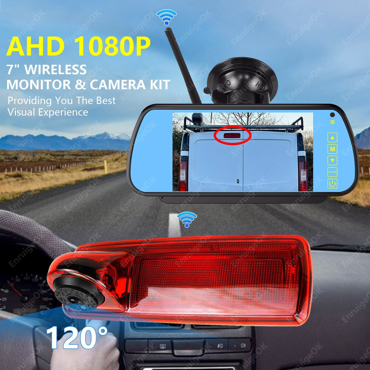 Vauxhall Vivaro Renault Trafic Wireless Rear Brake Light Reversing Camera Kit2