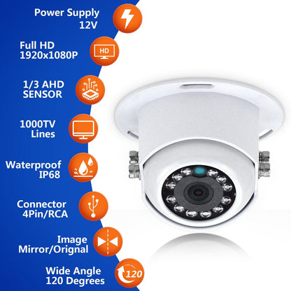 White 4 PIN Heavy Duty Rear View Dome Camera AHD 1080P Metal Case For Truck Bus3