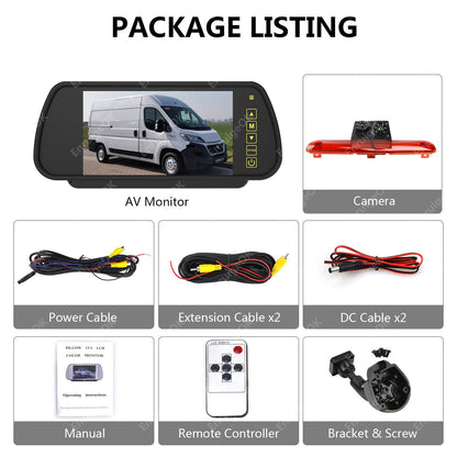 7" Monitor & Dual Brake Light Reversing Camera For Peugeot Boxer Citroen Relay16