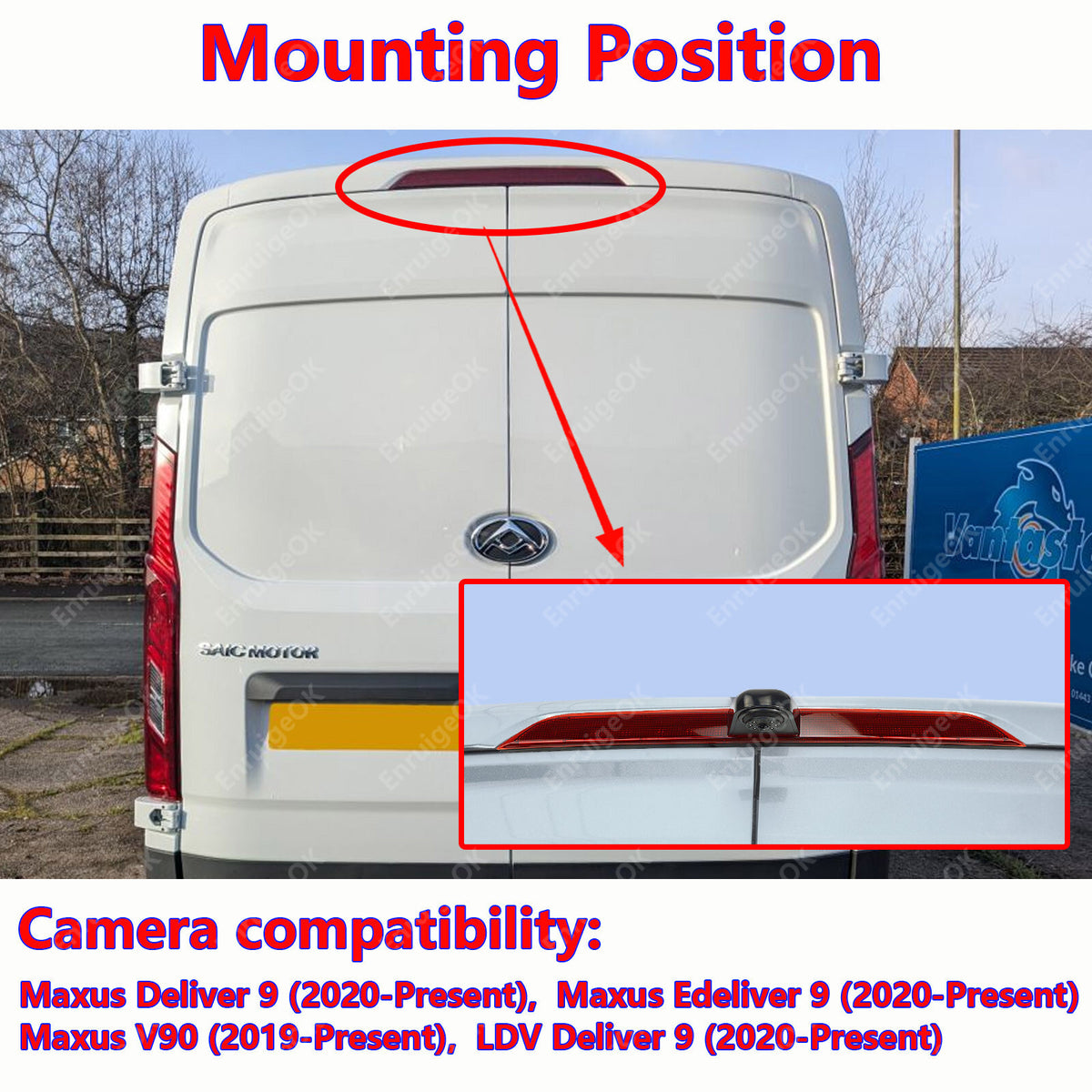 Rear Brake Light Reversing Camera for Maxus Deliver 9 e Deliver 9 2020-20243