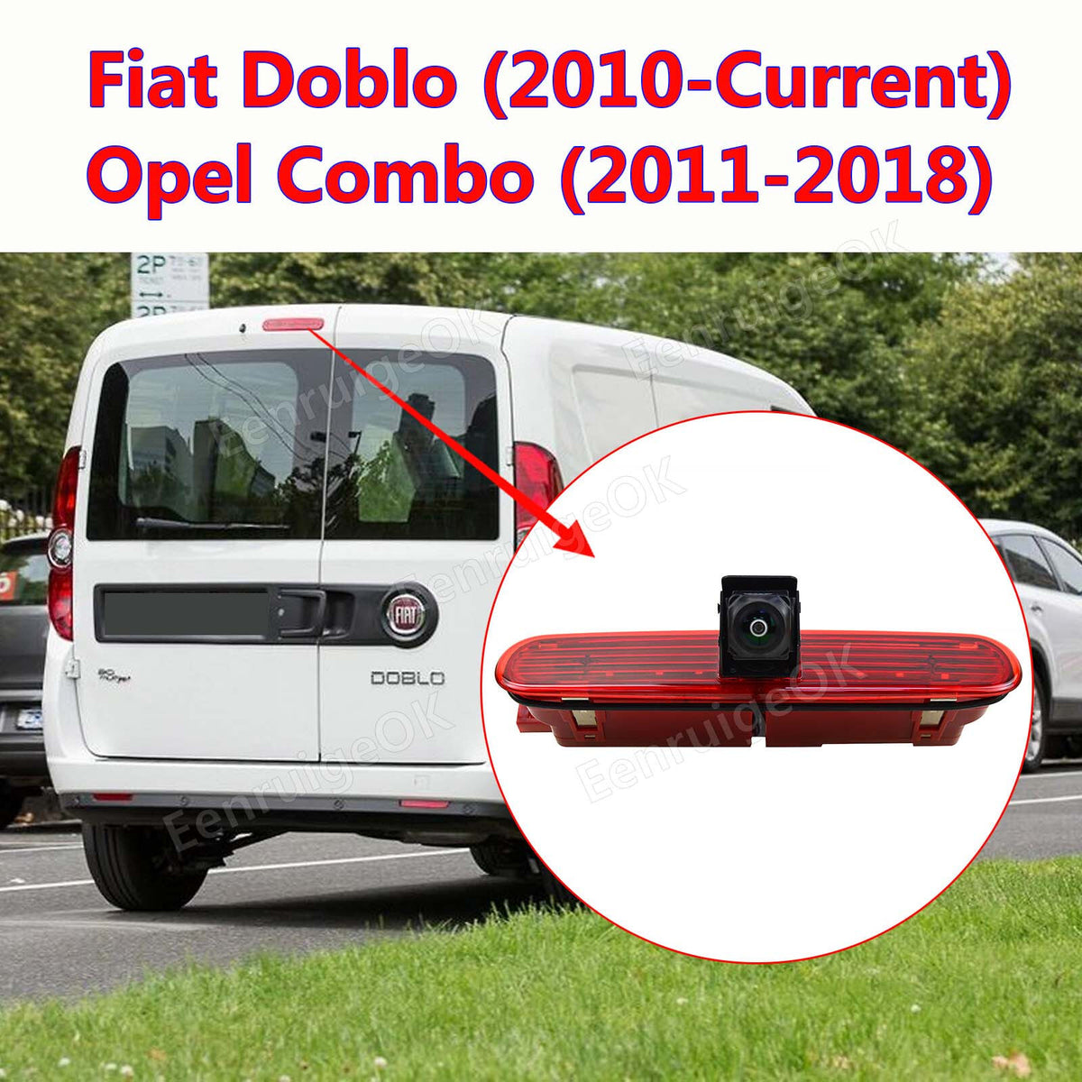 7" Monitor & Rear Brake Light Reversing Camera For Vauxhall Combo Fiat Doblo2