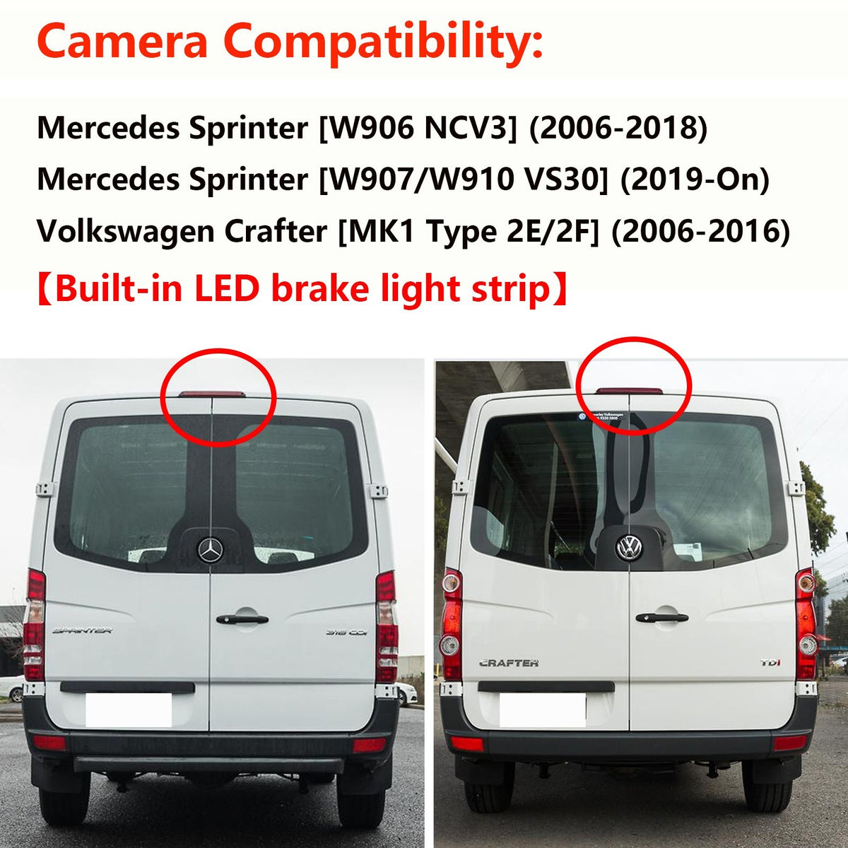 Dual Lens Brake Light Rear View Backup Camera for Mercedes Sprinter VW Crafter3