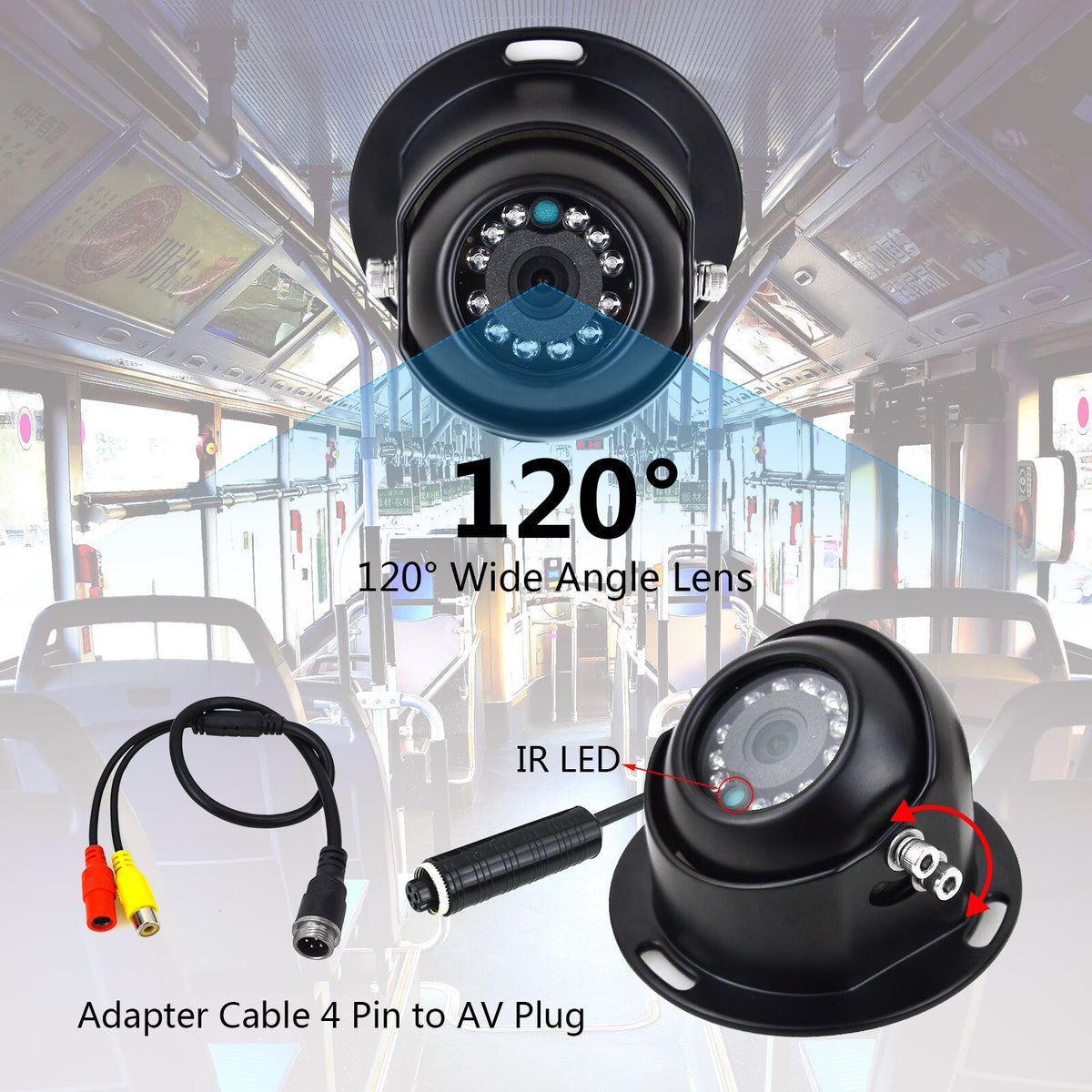 4 Pin Heavy Duty Caravan Reversing Rear View Dome Camera AHD 1080P Night Vision5