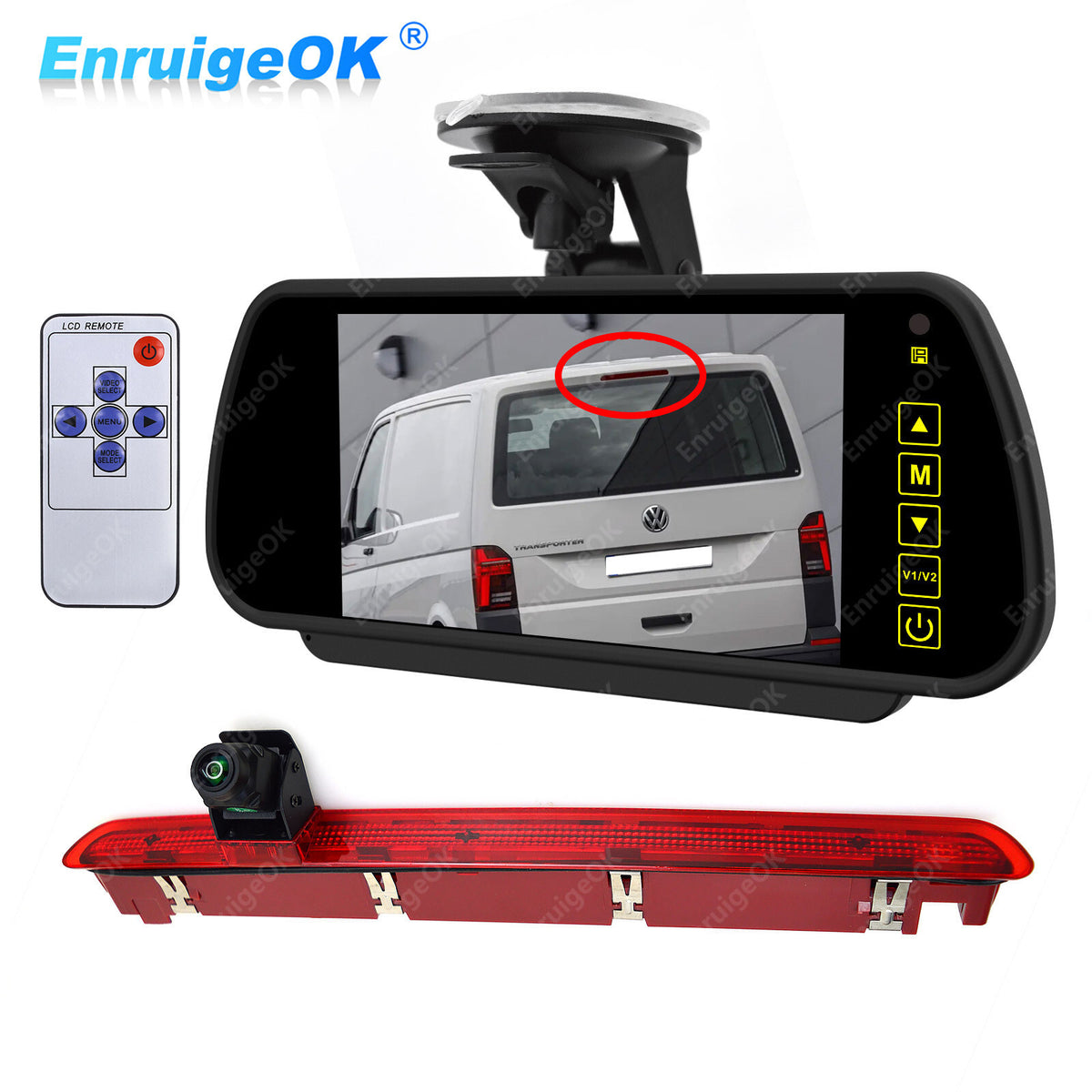 Brake Light Reversing Camera for VW T6 Transporter Van Tailgate & 7" Monitor Kit0