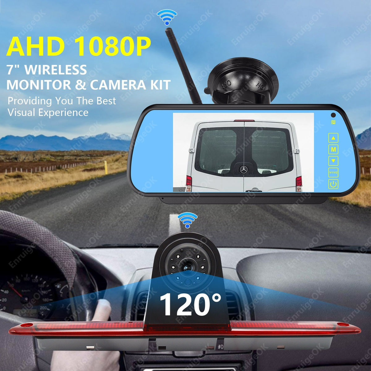 Wireless 7" Monitor & Brake Light Reversing Camera For Mercedes-Benz Sprinter/VW2