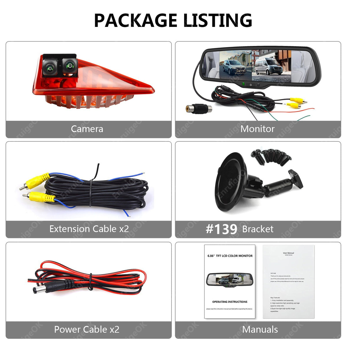 Brake Light Reversing Camera Kit For Vauxhall Movano Renault Master Nissan NV40016