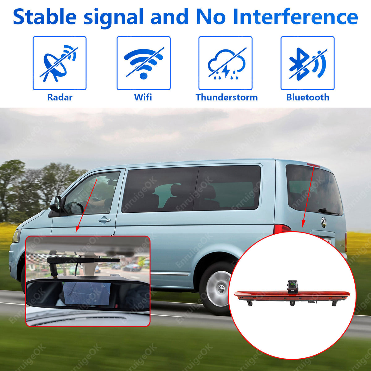 For VW Transporter T5 T5.1 Wireless Reverse Camera Kit Tailgate Single Door Only3