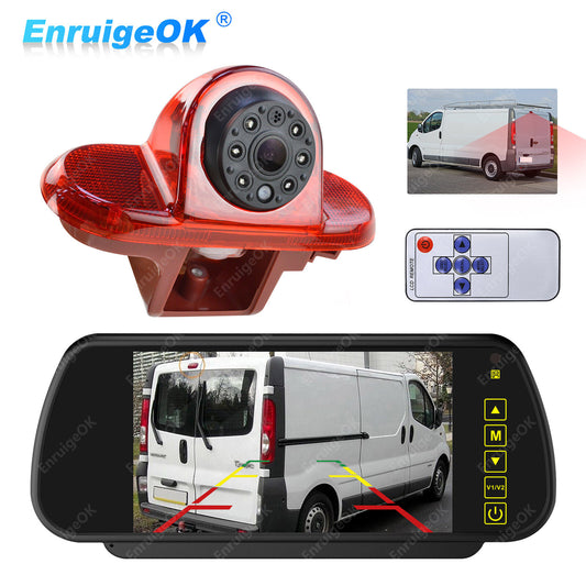 7" Mirror Monitor Rear Brake Light Reverse Camera For Renault Trafic Opel Vivaro0