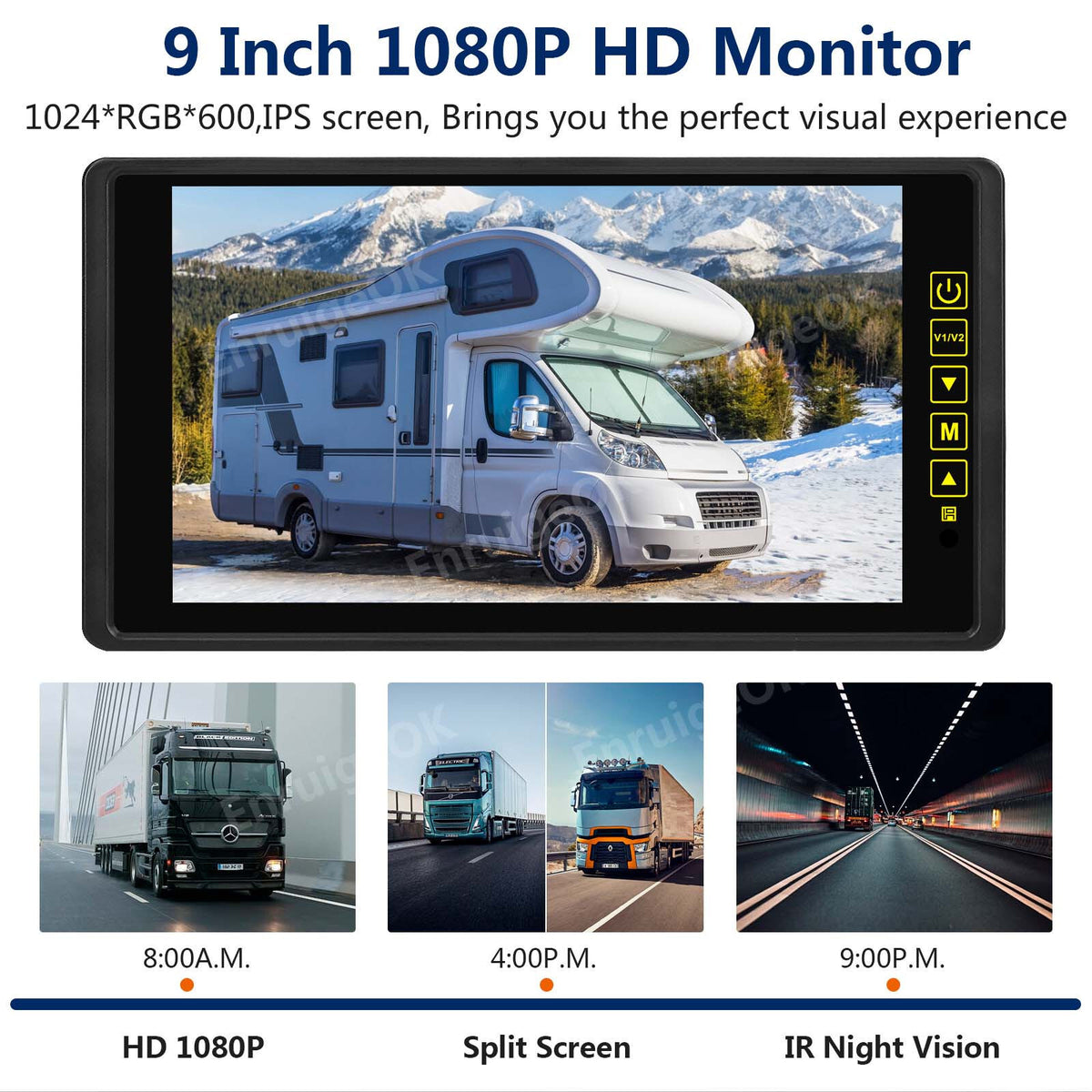 9" Split Screen DVR Monitor & AHD Dual Commercial Rear View Reversing Camera Kit10