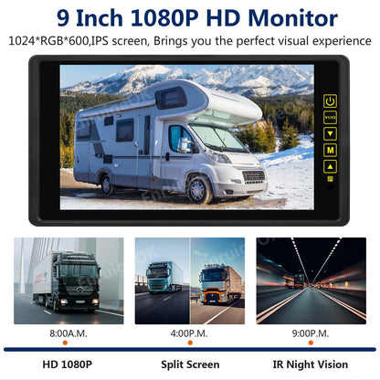 9" Split Screen DVR Monitor & AHD Dual Commercial Rear View Reversing Camera Kit10
