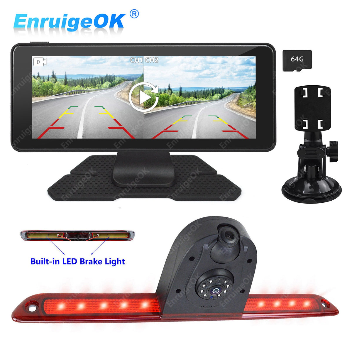 Dual Lens Brake Light Reversing Camera For Mercedes Sprinter &6.86" Split Screen0