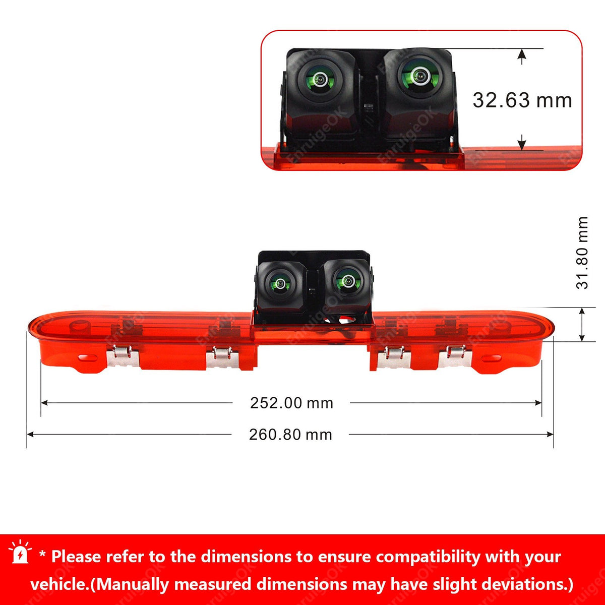 Citroen Dispatch Peugeot Expert Dual Brake Light Reversing Camera &6.86" Monitor3