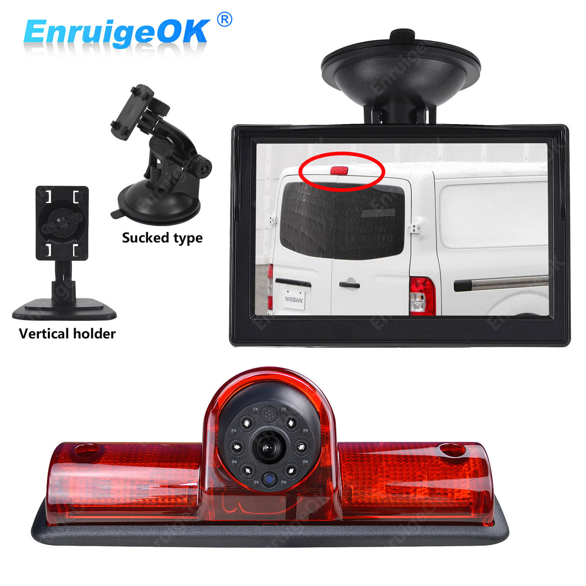 Rear Brake Light Reverse Camera Kit For Nissan NV1500 2500 3500 Van& 5" Monitor0