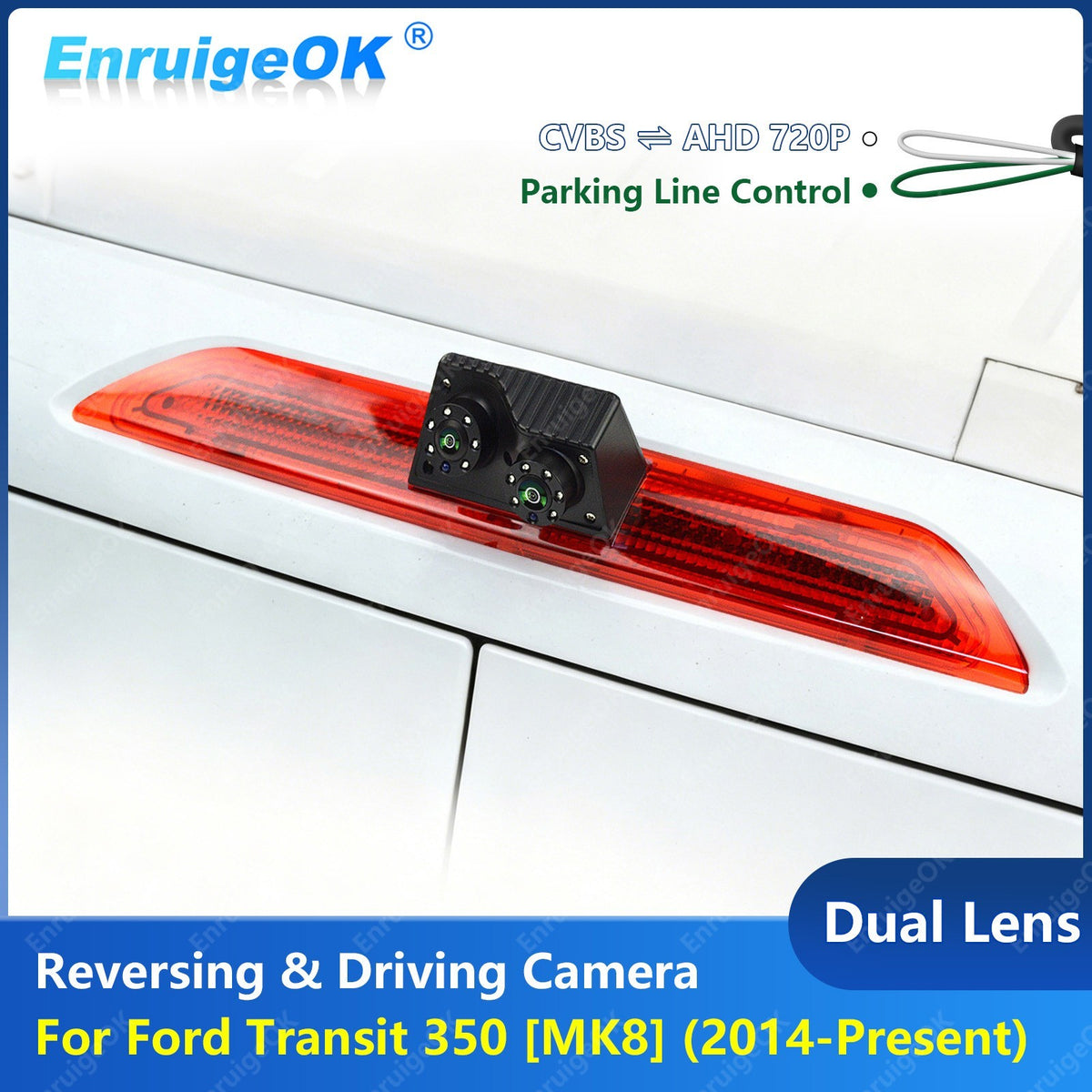 New Dual Lens Brake Light Reversing Camera Night Vision For Ford Transit 350 MK80