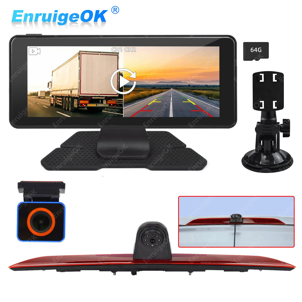 Rear Brake Light Reversing Camera for Maxus Deliver 9 & 6.86" DVR Split Monitor0