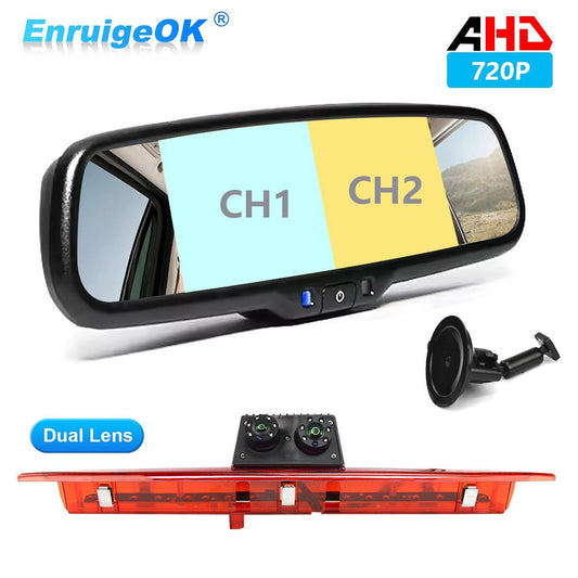 For Ford Transit 2014-On &Dual Split Monitor Rear Brake Light Reverse Camera New0