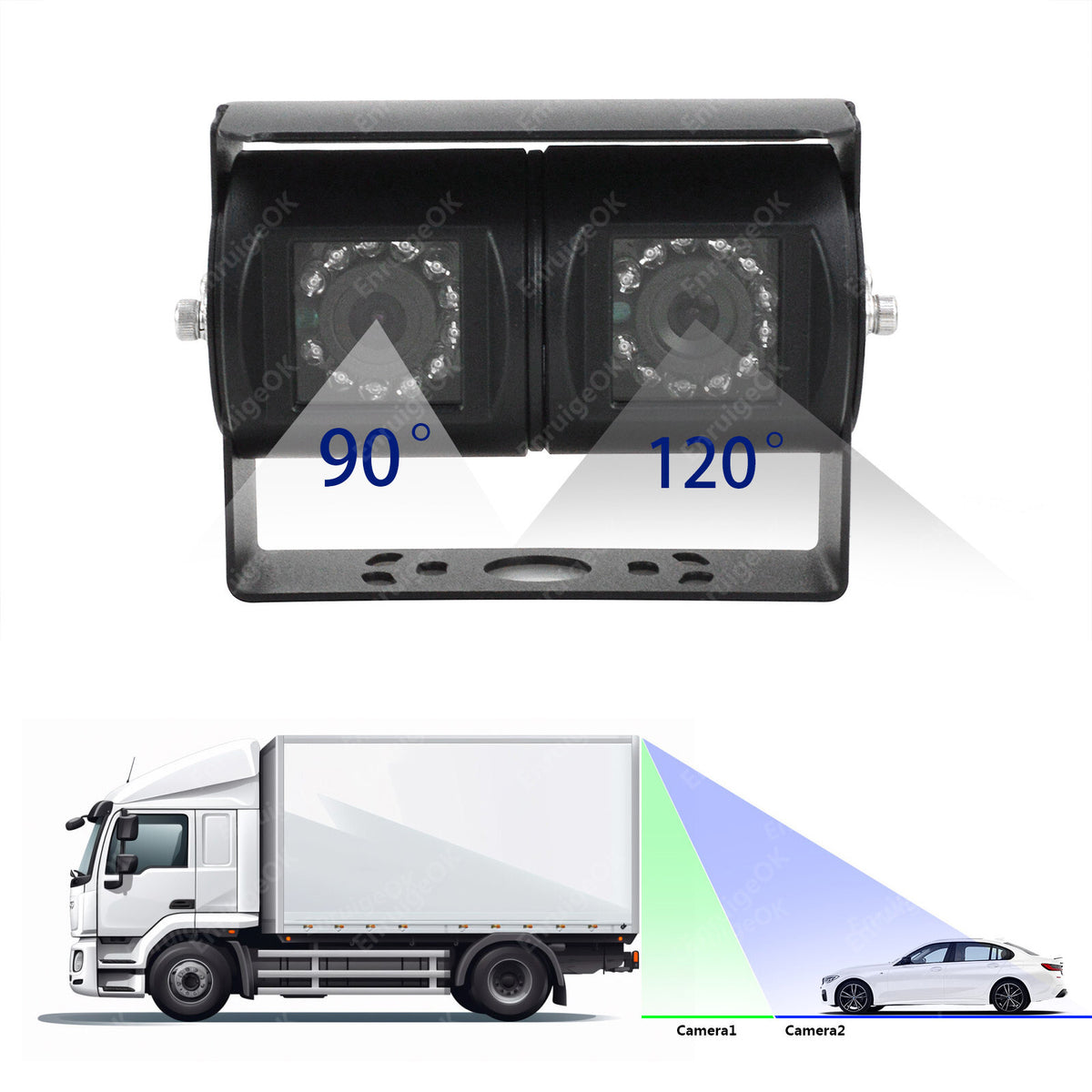 Dual Twin Rear View Reversing Camera for Motorhome Van & 6.86" Split Screen3