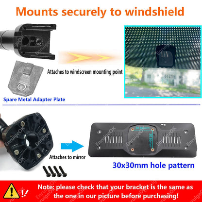 Windscreen Mounting Stem Stalk For Rear-view Mirror Monitor GM Bracket and Plate