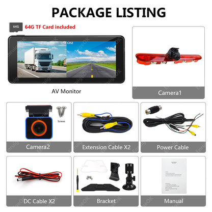 Peugeot Expert Rear Brake Light Reversing Camera &6.86" Split Screen Monitor Kit23