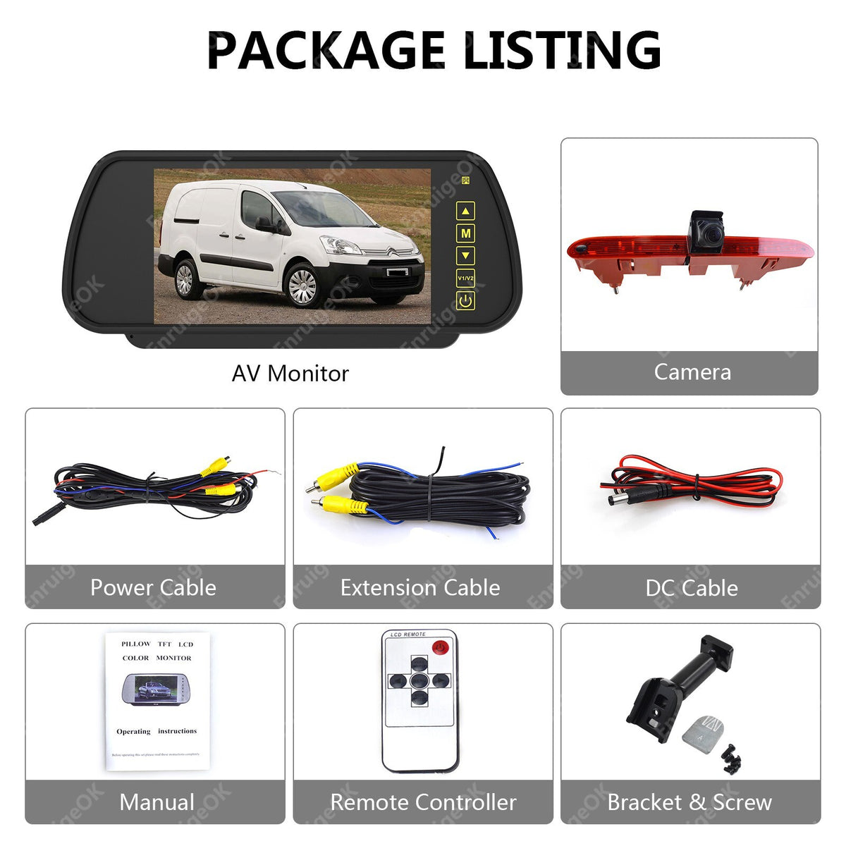 Brake Light Reversing Camera Kit for Citroen Berlingo Peugeot Partner MK2 MK311