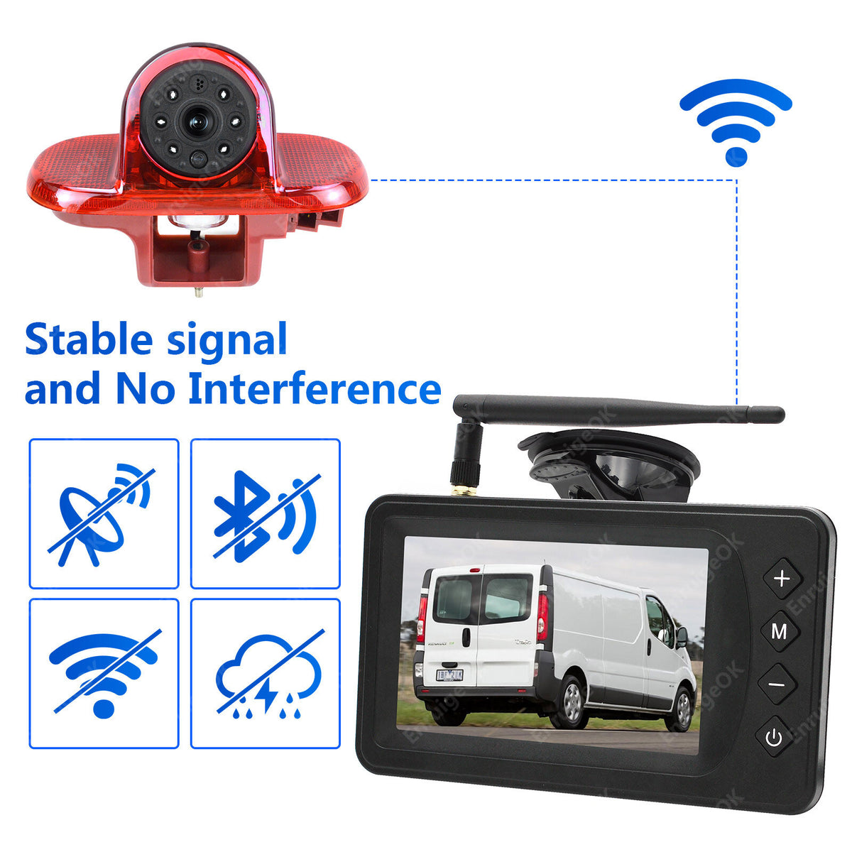 Wireless 5" Monitor & Rear Brake Light Camera For Vauxhall Vivaro Renault Trafic6