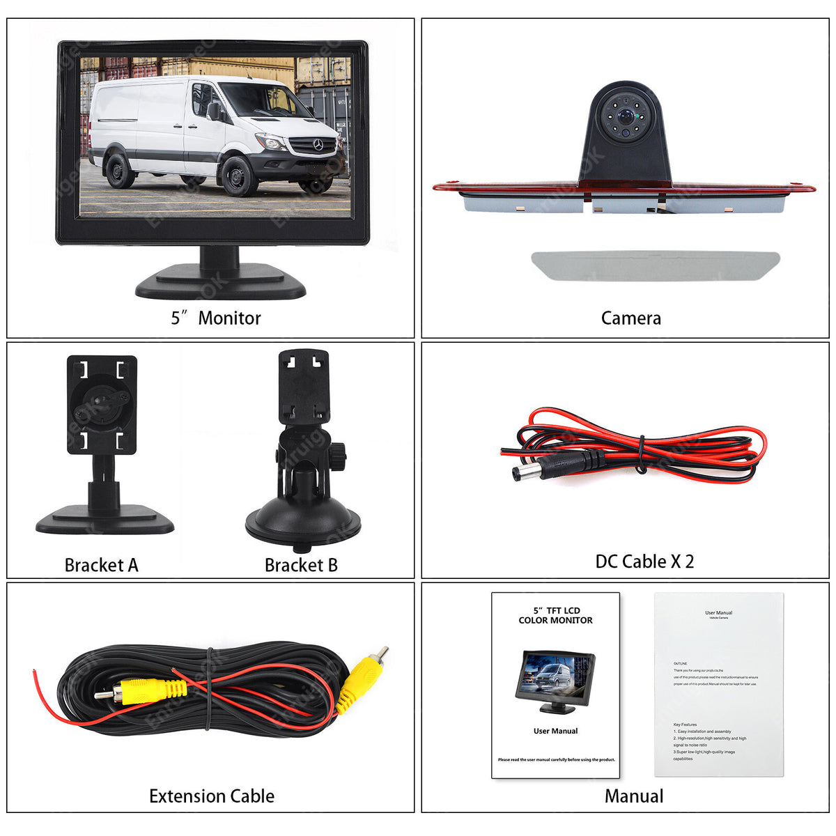 Reversing Brake Light Camera for Mercedes Sprinter VW Crafter Van&5" IPS Monitor9
