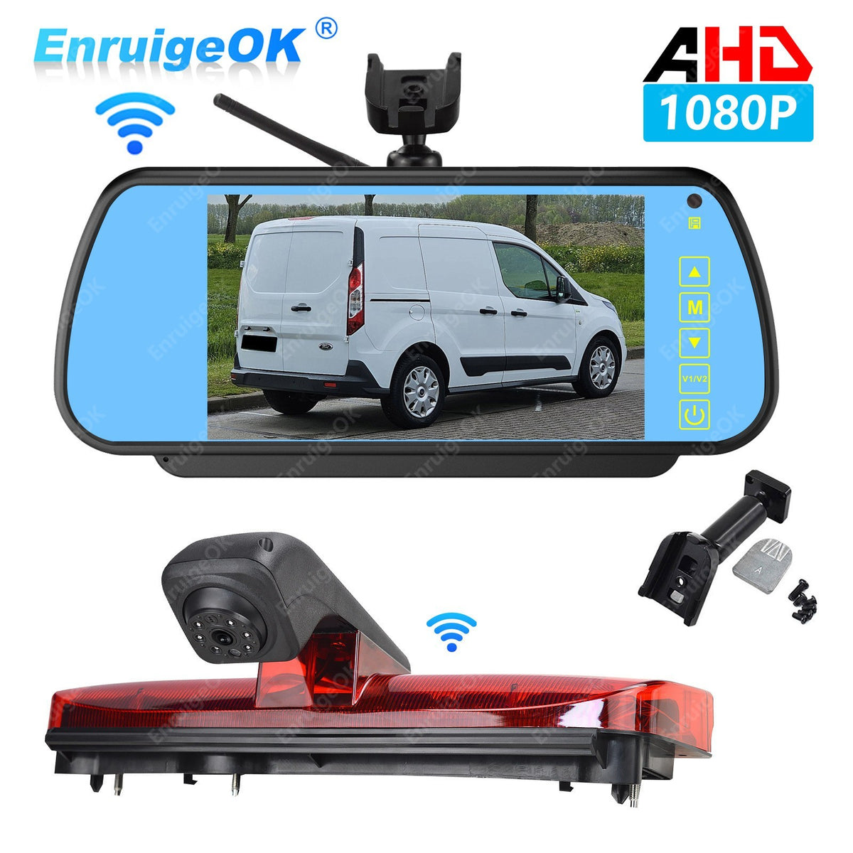 Wireless Rear Brake Light Reverse Camera For Ford Transit Connect & 7" Monitor0