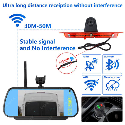 Wireless 3rd Brake Light Backup Reverse Camera For FORD Transit 150 250 3503