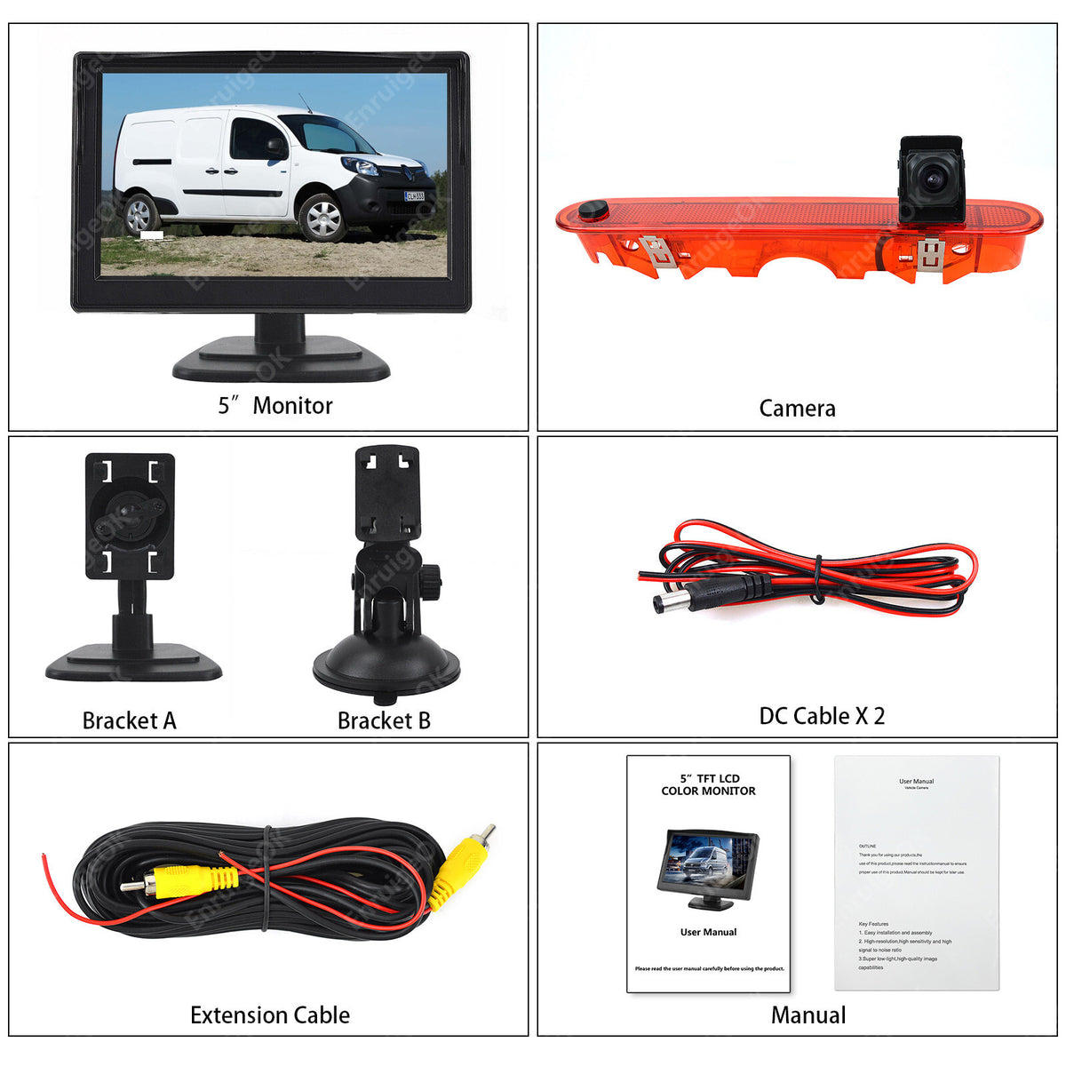 Mercedes Citan Renault Kangoo Brake Light Reversing Camera & 5" Suction Monitor8