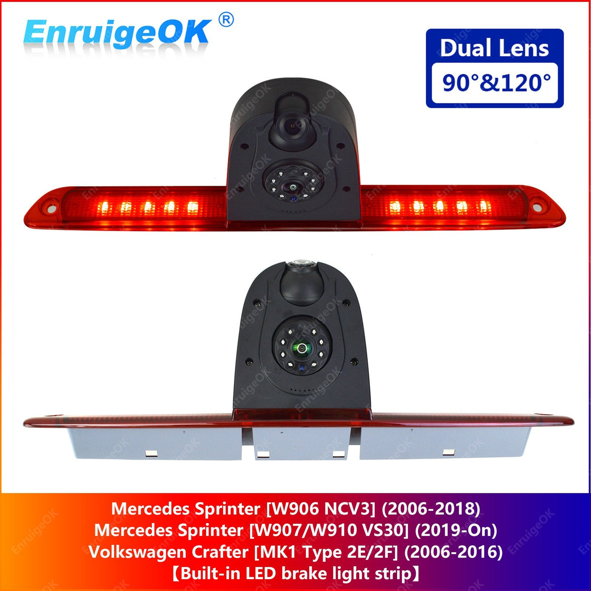 Dual Lens Brake Light Reversing Camera for Mercedes Sprinter W906 VW Crafter MK10