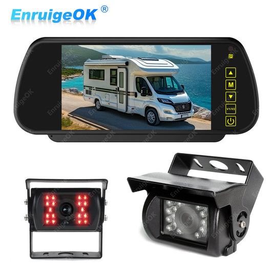7" Monitor Bus Caravan RVs Truck Night Vision Rear View Reverse Camera Kit0