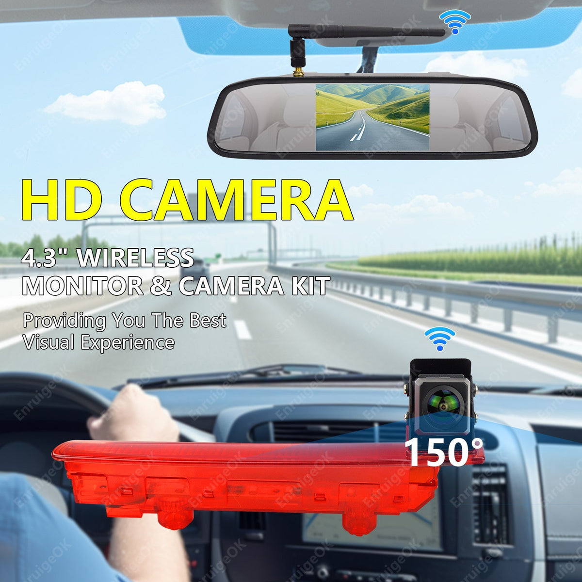Wireless Reverse Camera For VW Transporter T5 T5.1 Barn Doors Brake Light Fit2