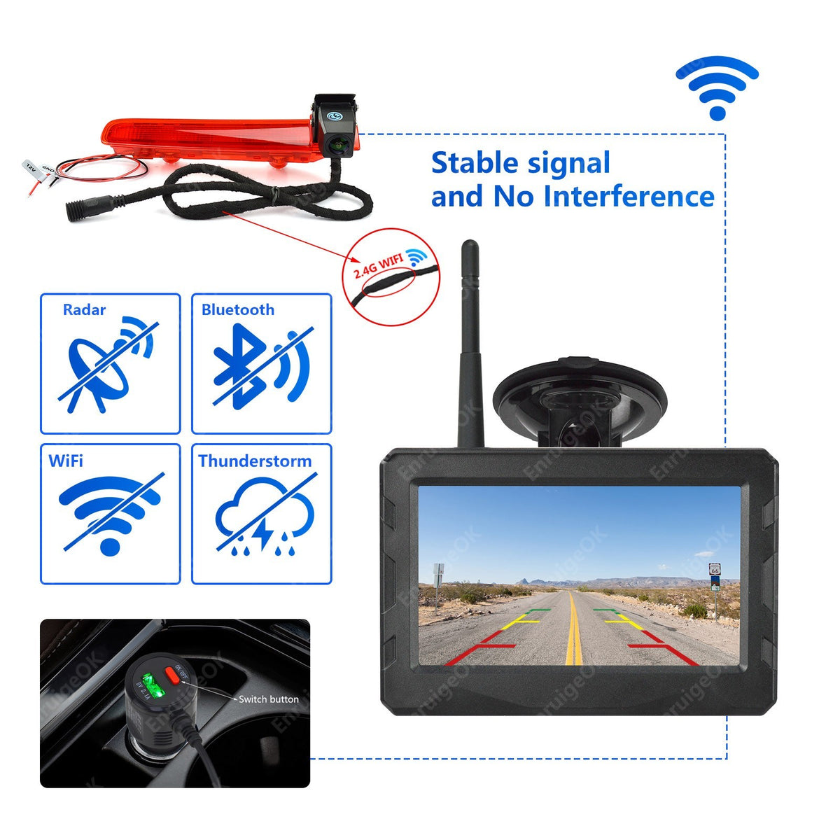 Wireless Brake Light Camera For VW Transporter T5/T6 Barn Doors + 4.3" Monitor4