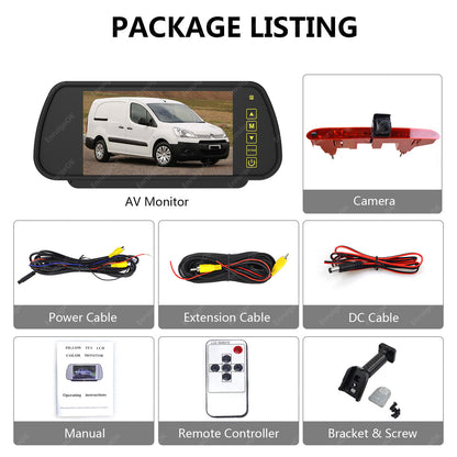 7" Monitor Brake Light Reversing Camera for Citroen Berlingo Peugeot Partner MK29
