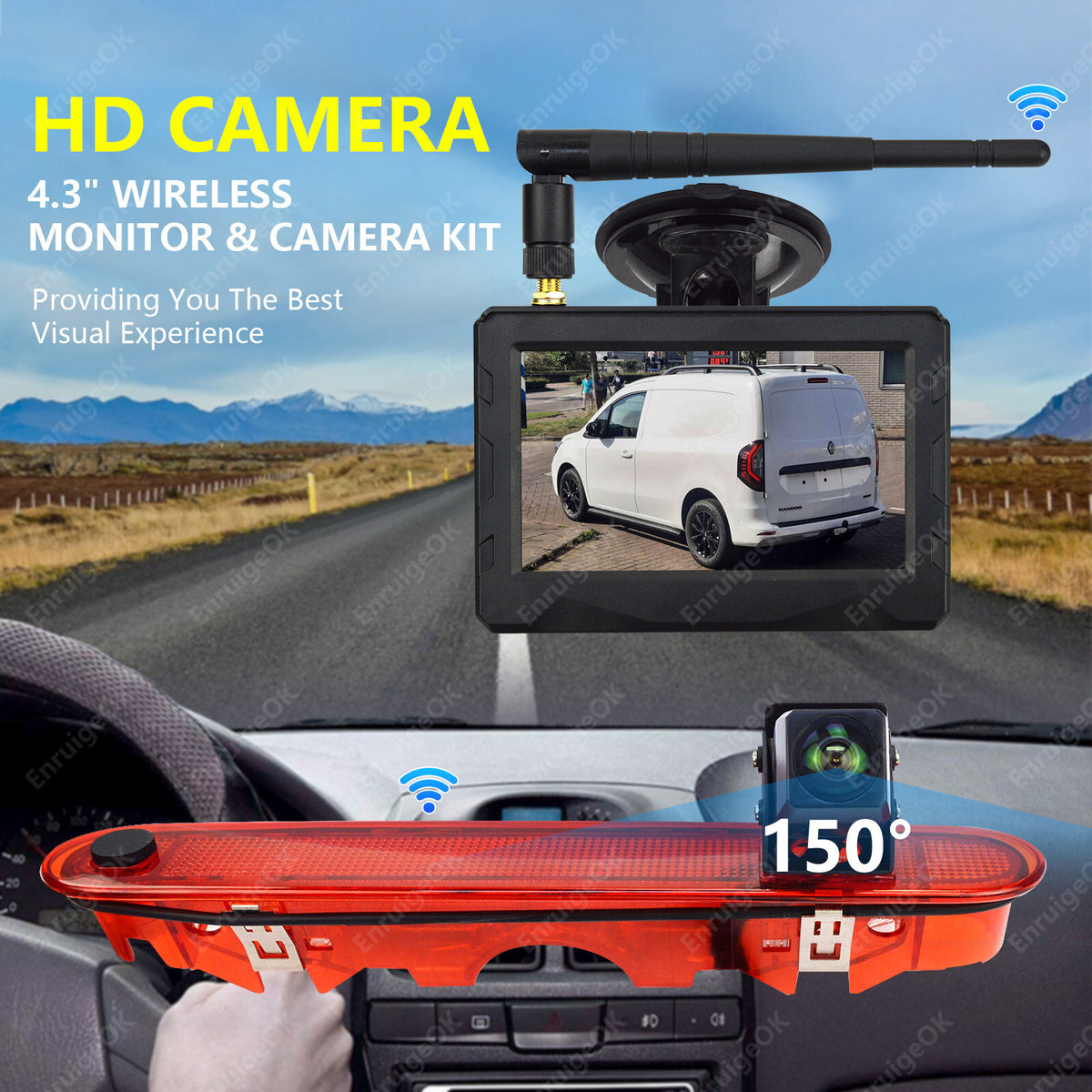 For Mercedes Benz Citan Wireless Brake Light Reversing Camera & 4.3" Monitor Kit3