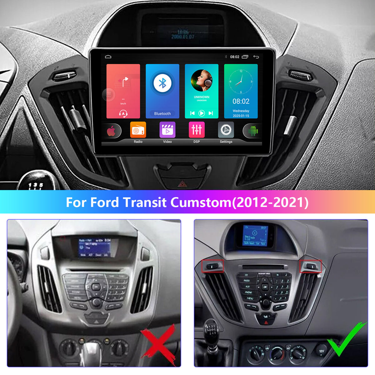 9" HD Touchscreen for Ford Transit Custom 2012-2021