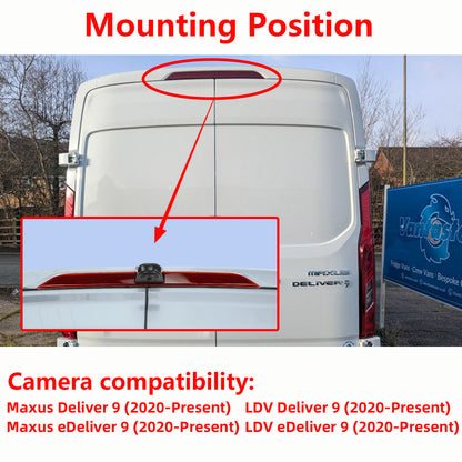 EnruigeOK Car High Mount Brake Light Reversing Camera for Maxus Deliver 9/Edeliver 9/V90,LDV Deliver 9 Parking Backup Reverse Camera