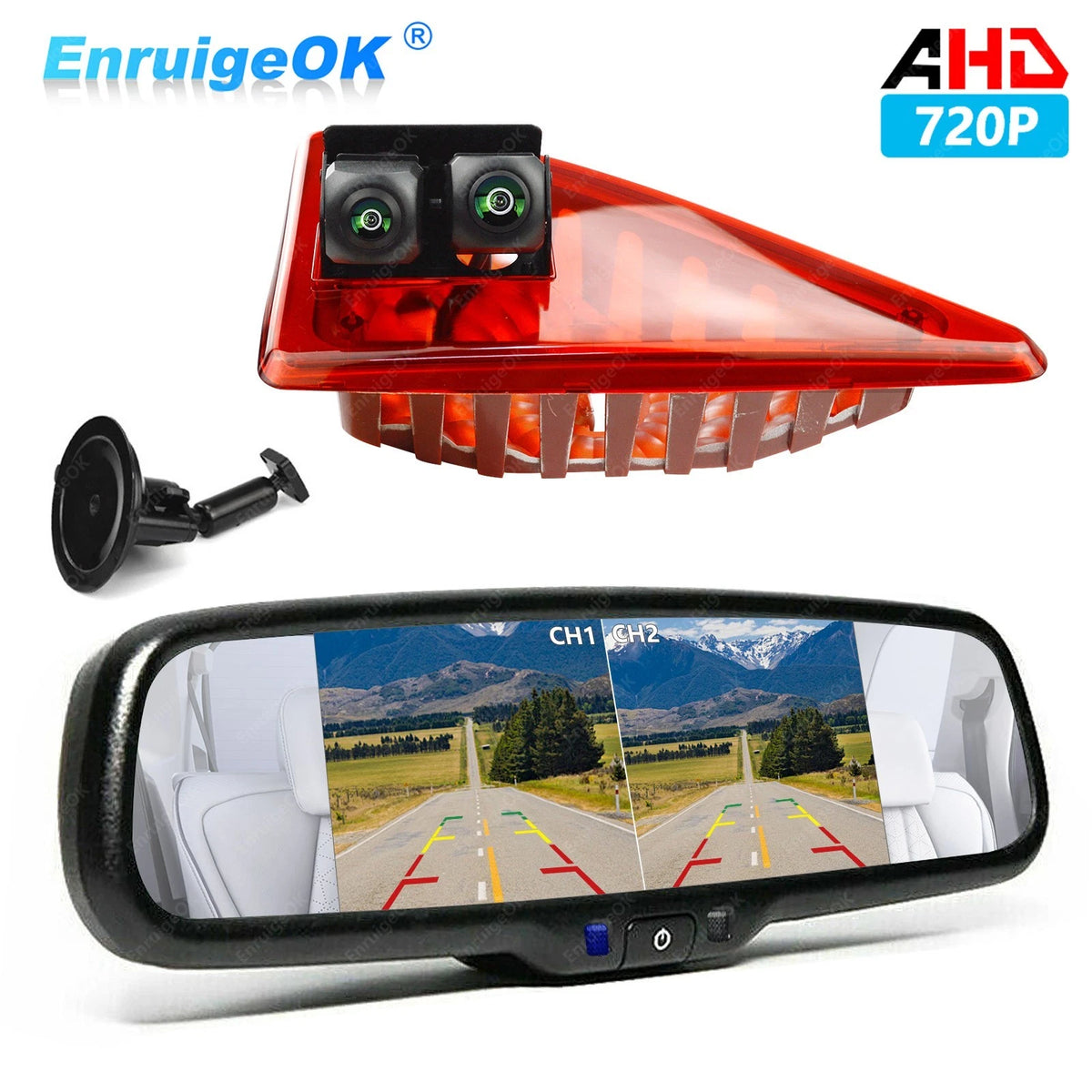 EnruigeOK AHD dual brake light camera with 6.86 inch monitor for Renault Master III, Movano B and Nissan NV400