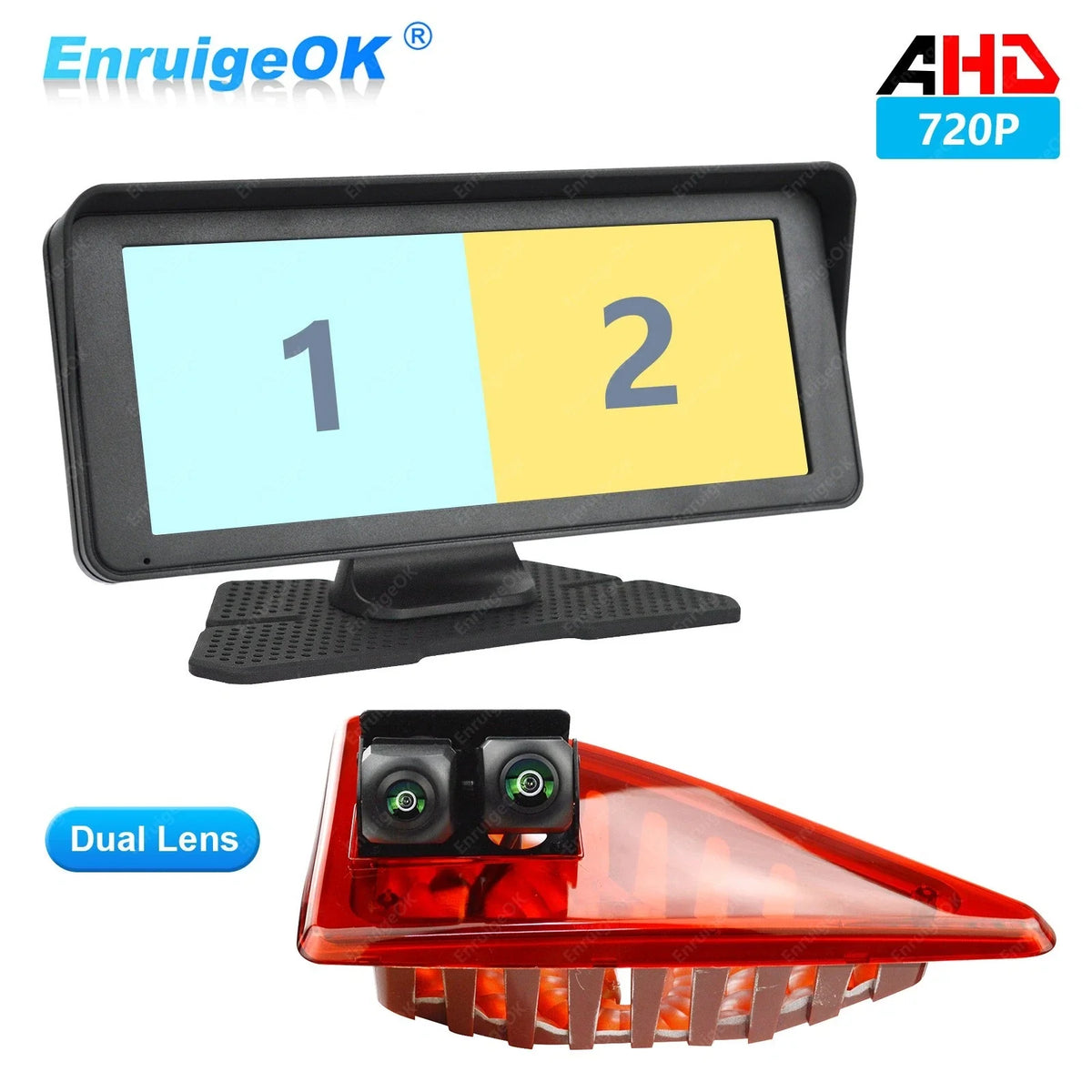 EnruigeOK dual brake light camera with 6.86 inch HD monitor