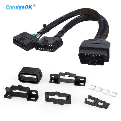 OBD2 16Pin Male to 2 Female Y Splitter Extension Cable for Ford Model Vehicle