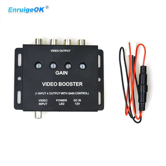 1 Input 4 Output RCA AV Video Splitter Booster Amplifier for Car LCD DVD Player