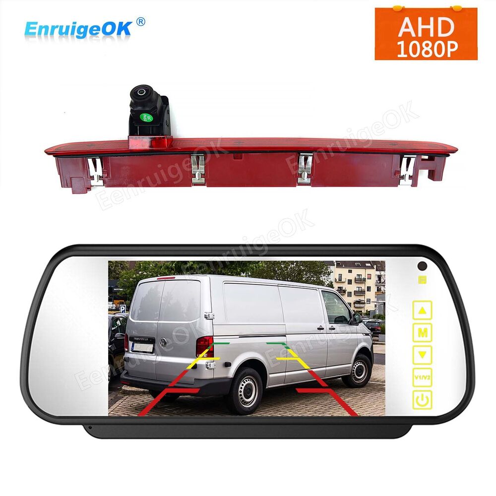 7" Mirror Monitor & Rear Brake Light Reversing Camera For VW T6 (2016-Onwards)